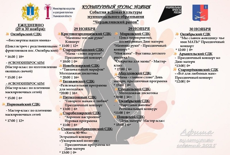 Афиша культурных мероприятий.