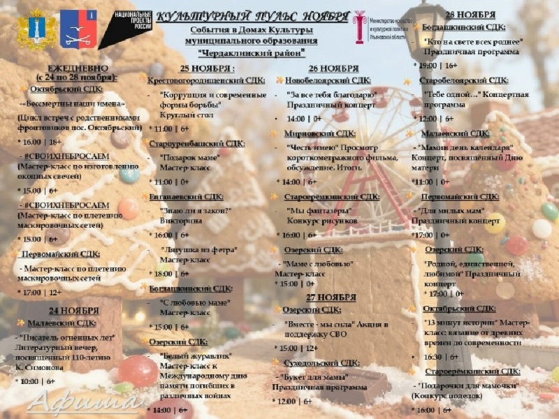 Афиша культурных мероприятий.